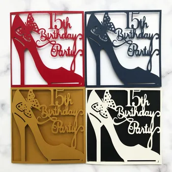 

15pcs/lot 15 Yearl Old Birthday Party Theme Invitation Card Kit With Laser Cut RSVP Card Anniversary Marry Blessing Cards