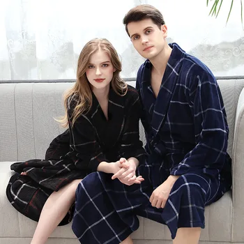 

Flannel pajamas couple autumn and winter plus fertilizer to increase pajamas women coral fleece men's thickening pajamas