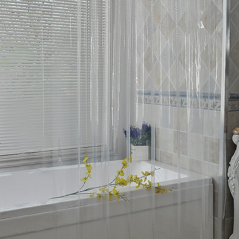 Clear Shower Curtain Waterproof White Plastic Bath Curtains Liner Transparent Bathroom Mildew PEVA Home Luxury with Hooks