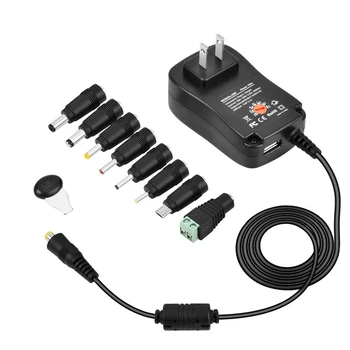 

30W 110V-240V Universal Mains AC To DC Adapter Power Supply 3V 4.5V 5V 6V 7.5V 9V 12V/2A Adjustable DC Charger Adapter Switching