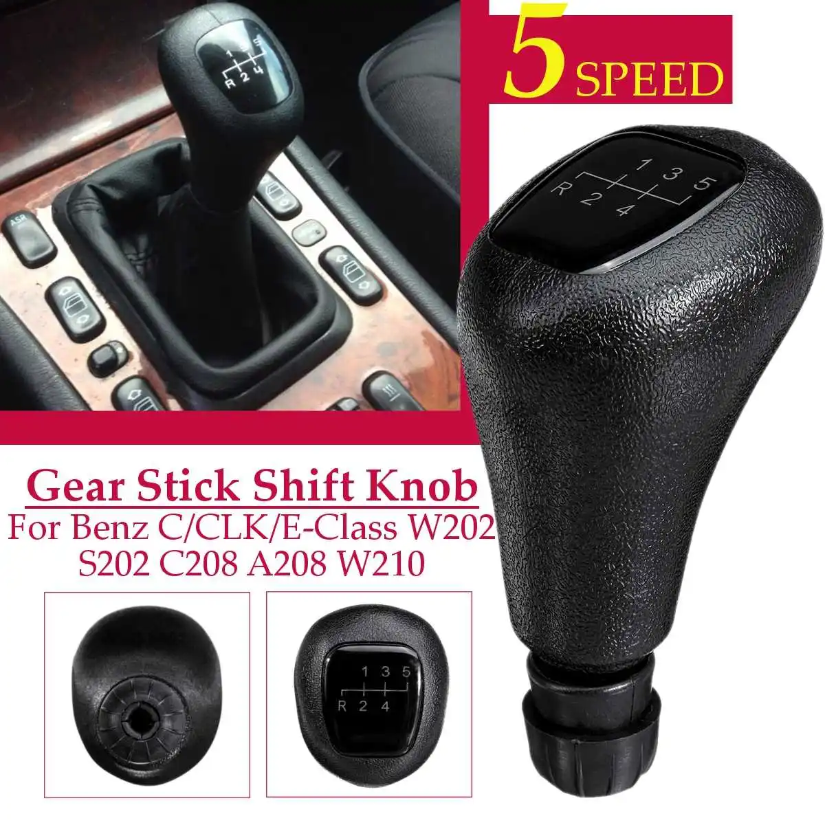 Car 5 / 6 Speed Gear Shift Knob Stick Level Head For Mercedes Benz C Class W202 CLK Class W208 E Class W210 Styling ABS - Название цвета: 5 speed