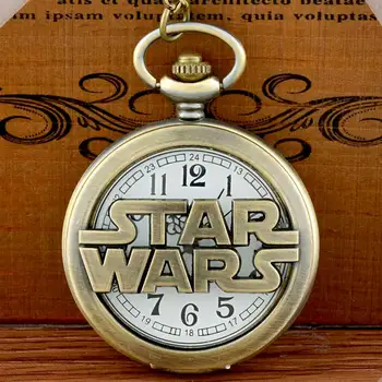 

New Arrivals Bronze Star Wars Hollow Quartz Pocket Watch Vintage Men Women Pendant Necklace Gift