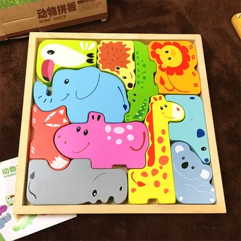 

Wooden 3D Puzzle Jigsaw For Children Baby Cartoon Animal Puzzles Educational Toy Kids Toy Wood Puzzle 1-6 Years