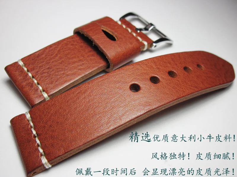 

Handmade Genuine Leather Watch Bands 26mm Size Watch Replacement high quality Strap Soft Vintage Cowhide Double-sided Top Layer