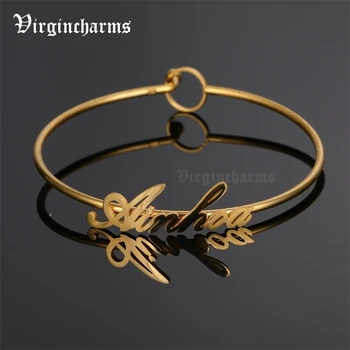 

Custom Nameplate Classic Bracelet Personalized Name Gold Color Stainless Steel Bracelets for Women Girls Charms Jewelry 2020 New