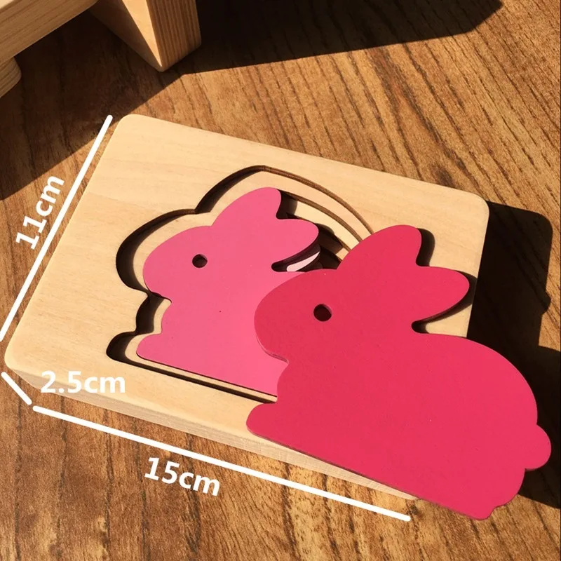 Детские деревянные игрушки, детские Мультяшные животные, 3D пазлы, многослойные пазлы, детские игрушки-пазлы для раннего образования, обучающие средства Монтессори