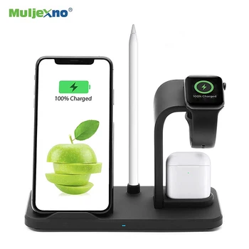 

For Apple Watch 4 3 2 1 Charging Stand Qi Fast Charging Station Base for iPhone X XS Max XR 8 AirPods 3 in 1 Wireless Charger