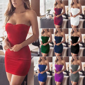 

Daily suit OWLPRINCESS2020 Solid Color Wrap-around-WOMEN'S Dress Tight Tube Top Sheath Dress