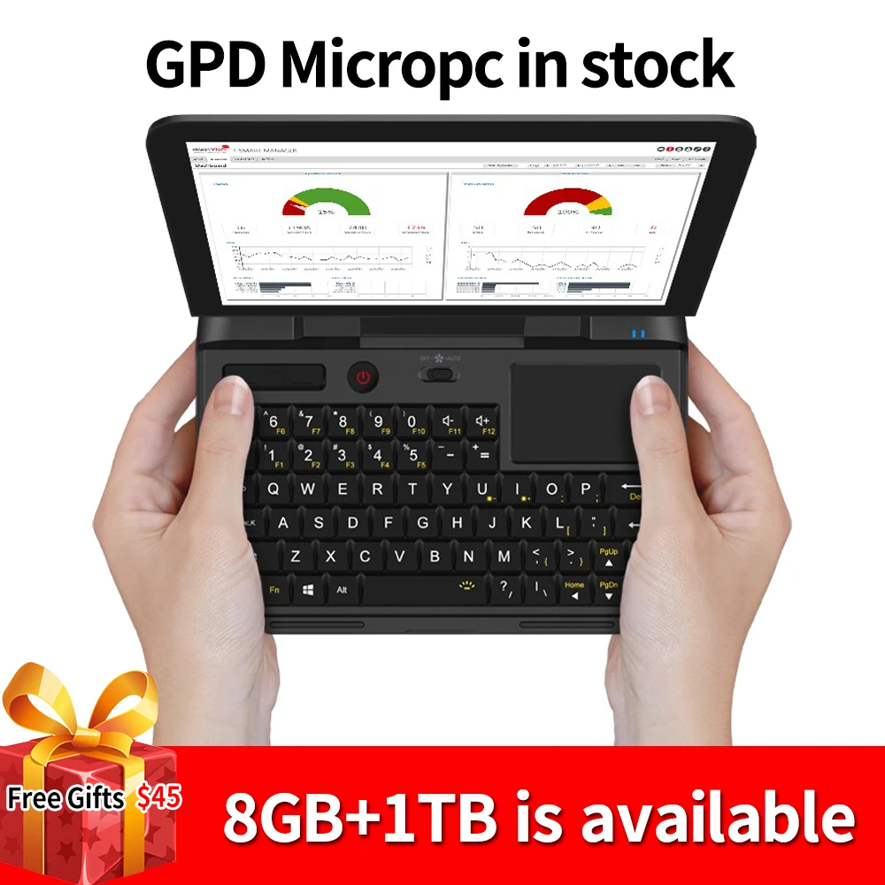 

GPD MicroPC Micro PC Intel Celeron N4100 UHD Graphics 600Tablet Windows 10 8GB RAM 128GB SSD Pocket Mini PC Computer Laptop