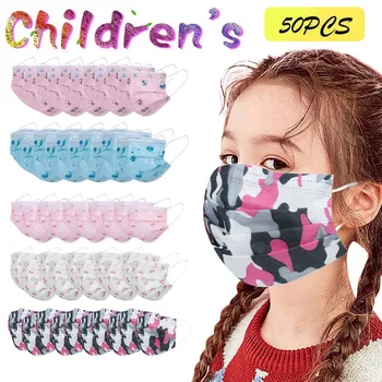 

50PC Christmas Mask Disposable Face Mask For Child 3-layer Breathable Dustproof Protective Kids Mask Navidad Fast Delivery#