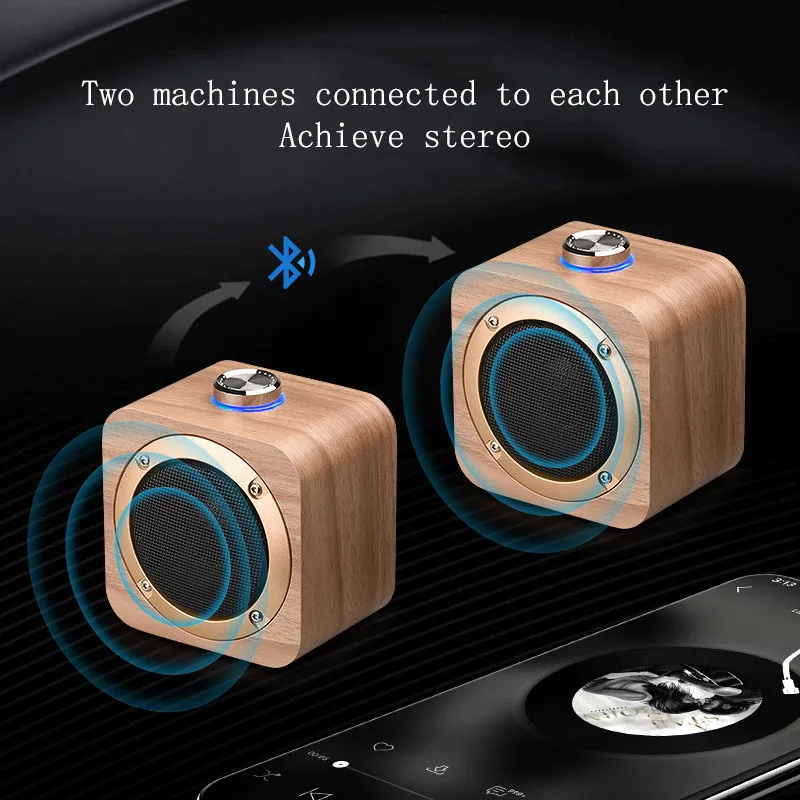 Q1B портативная деревянная колонка с Bluetooth TWS беспроводной межблочный объемный стерео Bluetooth сабвуфер для мобильного телефона