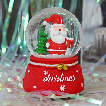 

New Year Decoration Craft For Home High Quality Crystal Ball Music Box Snowflake Light Christmas Miniature Model Gold Bell Decor