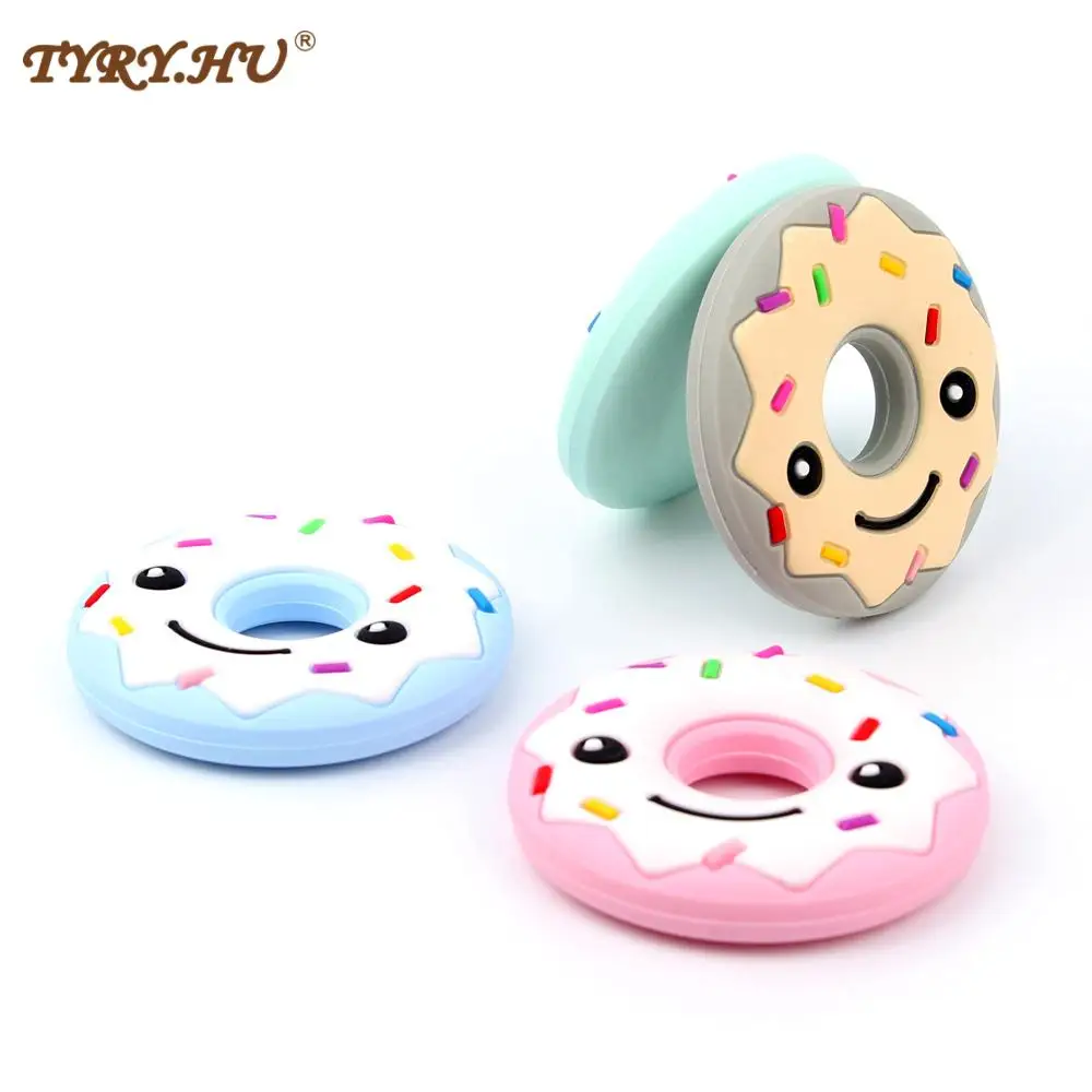 TYRY.HU 도넛 실리콘 Teether  젖니가 남 장난감 비즈 DIY 씹기 목걸이 젖꼭지 체인 펜던트 식품 등급 실리콘 BPA 무료