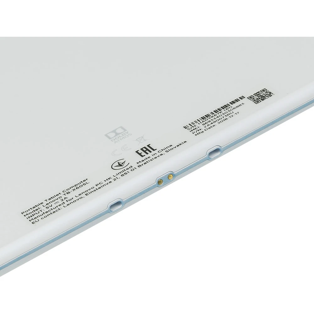 Планшет Lenovo Tab M10 TB-X605L Snapdragon 450 8C/2Gb/16Gb 10.1" IPS 1920x1200/3G/4G/And8.1/белый/BT
