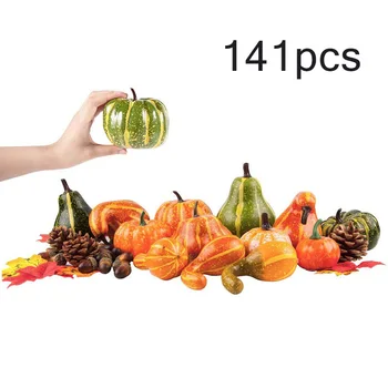 

141 X Artificial Maple Leaf Garland Pumpkins Autumn Fall Leaves Garden Decor
