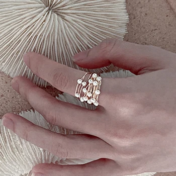 

2 Style Handmade Elegant Multi-layer Winding Decorated Pearl Rings for Women Minimalist Natural Freshwater Pearl Weaving Rings