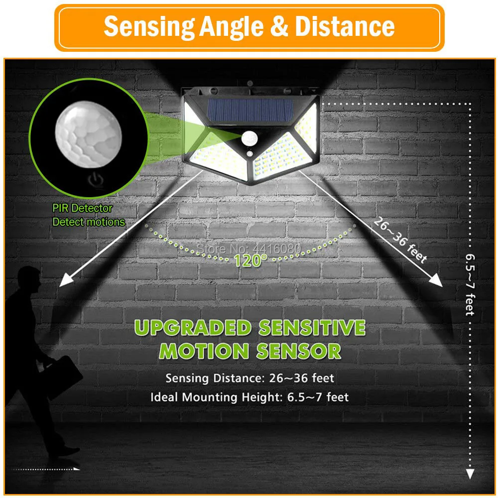 AI Light Sensor 7W 100LED solar wall lamp, four sides of courtyard, solar lamp, human body induction waterproof stair lamp AI Light Sensor 7W 100LED solar wall lamp, four sides of courtyard, solar lamp, human body induction waterproof stair lamp