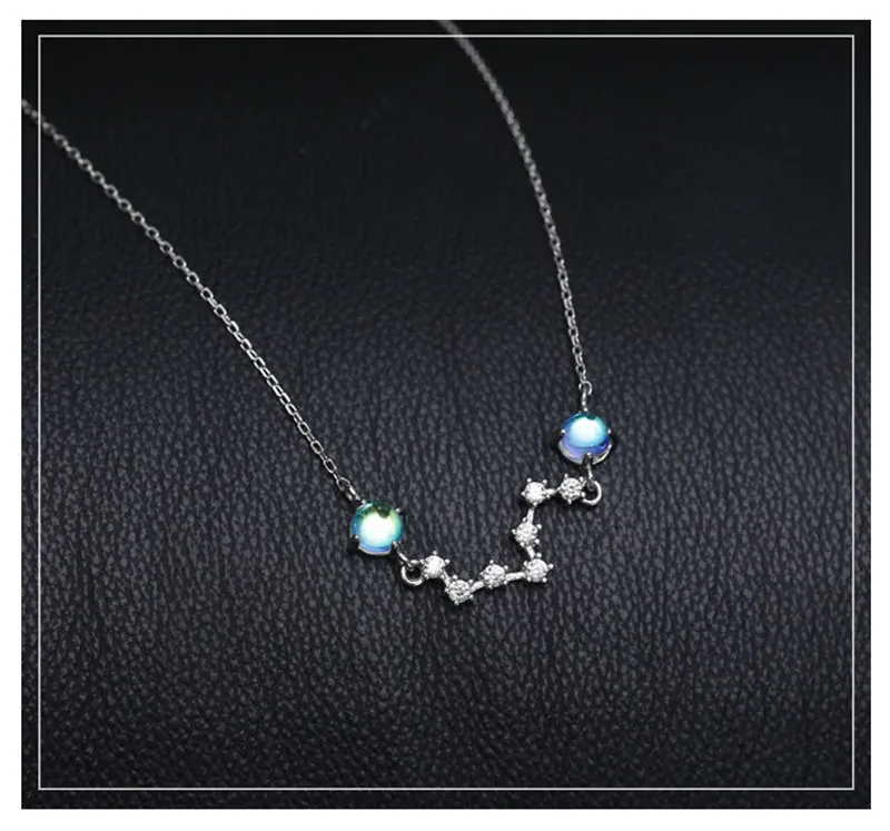 POFUNUO 925 пробы Серебряное ожерелье с Луной и звездой, корейский стиль, подарок на день Святого Валентина, чокеры, короткое ожерелье, браслет