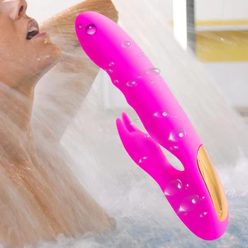 Silicone G-Spot Rabbit Vibrator Rechargeable Clitoris Stimulator Water-Resistant Dildo Adult Sex Toy for Women Dual Stimulation 5