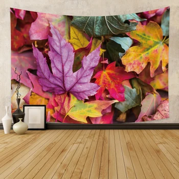

Yellow Leaves Printed Tapestry Wall Hanging Boho Decor Wall Cloth Tapestry Mandala Leaves Wall Art Carpet Room Decor