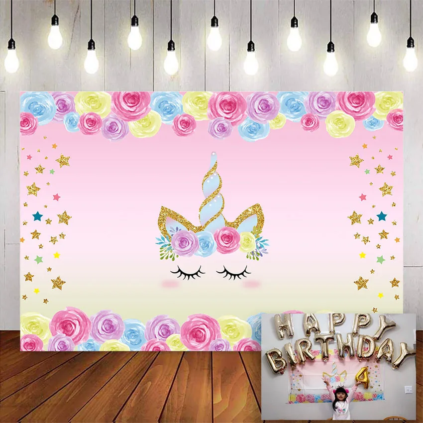 Unicorn rainbow backdrop photography party decoration photo backdrop