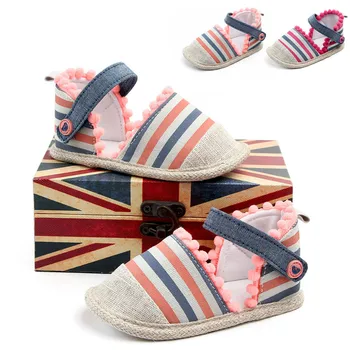 

Handmade Soft Bottom Fashion Pretty Cute Princess Baby Party Newborn Babies Shoes Striped PU Leather Prewalkers Boots 0-18M