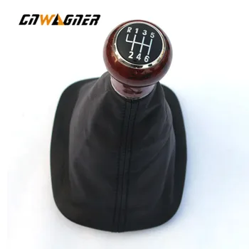 

For Passat B5.5 2001 2002 - 2005 Car Styling 5 / 6 Speed Gear Shift Knob With Real PU Leather Boot Wooden Auto Parts