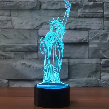 

Statue Of Liberty 3D Lights Colorful Led Gradual Change Illusion Desk Lamp Touch Remote Control Creative 3D Led Small Table Lamp