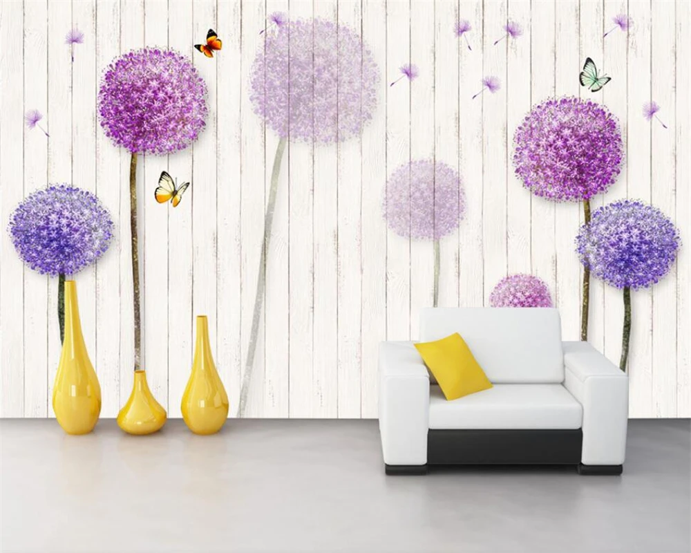 Custom wallpaper modern hand-painted modern three-dimensional dandelion home bedroom TV series background wall  3d wallpaper