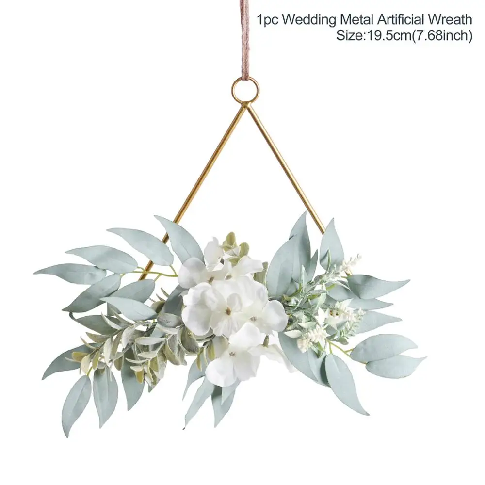 QIFU, квадратный круглый треугольный Металлический Венок, украшения, Деревенское свадебное украшение, свадебная подвесная гирлянда, девичник, вечерние украшения - Цвет: Metal Wreath 6