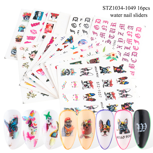 Mixed Stickers for Nails Rose Flowers Butterfly Water Decals Nail Art Decoration Slider Polish Foil Paper Tips CHSTZ930-969