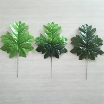 

100Pcs Fake Single Stem Greenery Leaf 14.17" Total Length Simulation Plants For Wedding Flower Accessories Plant Wall Material