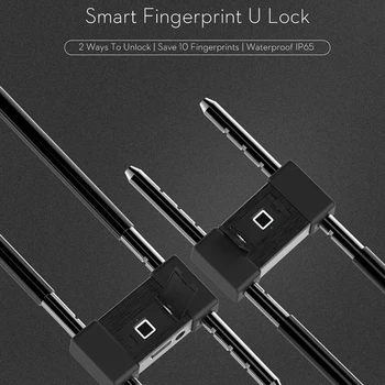 

Anytek Smart Lock Keyless Fingerprint Lock IP65 Waterproof U Anti-Theft Security Padlock Door Bike warehou Lock with Key & Cable