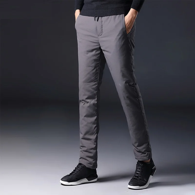 Winter Mens 90% White Duck Down Pants High Quality Slim Straight Snow Pants Warm Down Padded Trousers Male Outerwear PT-361