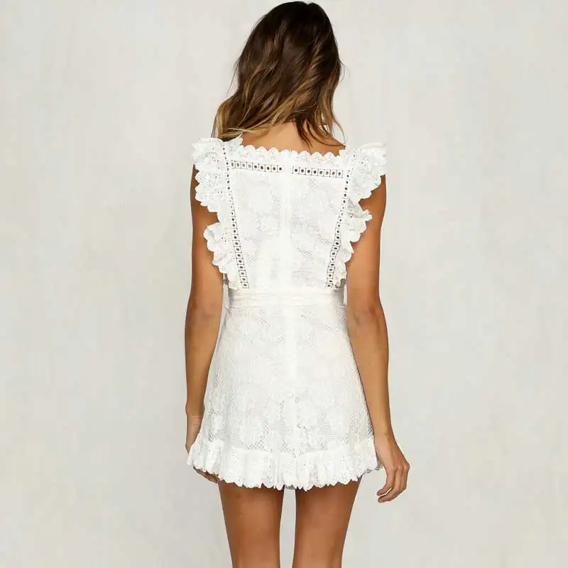 BOHO INSPIRED/Вечерние платья белого цвета из хлопка с вышивкой и оборками летние