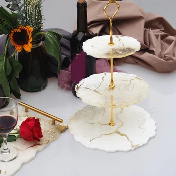 

Crystal Epoxy Resin Mold Three-layer Fruit Tray Casting Silicone Mould DIY Crafts Desktop Decoration Making Tools Drop Shipping