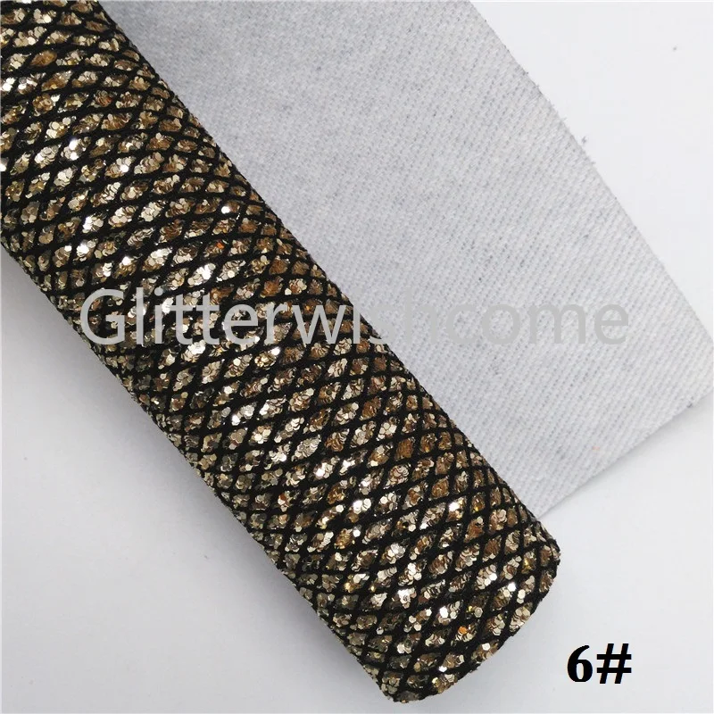 Glitterwishcome 21X29 см A4 Размер сетка блеск кожа ткань винил для бантов, GM638A