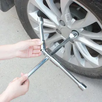 

17mm 19mm 21mm 23mm 4 Way Car Repair Wheel Socket Cross Wrench Spanner Hand Tool Folding Wrench Remover Mounting Spanner 6.26