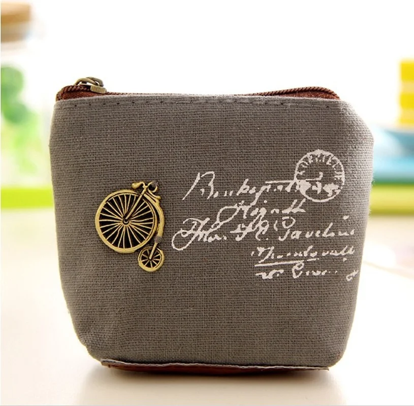Retro Letter Printing Coin Purse Women Mini Canvas Card Holder Small Wallet Pouch Daily Storage Bag Shell-shaped Mini Wallet