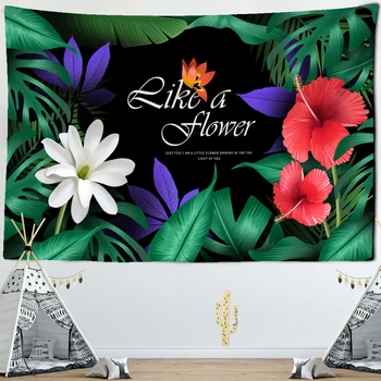 

Nature Palm Tree Landscape Flower Picture Tapestries Green Leaves Tropical Tree Tapestry Wall Fabric Tablecloth Beach Wall Cloth