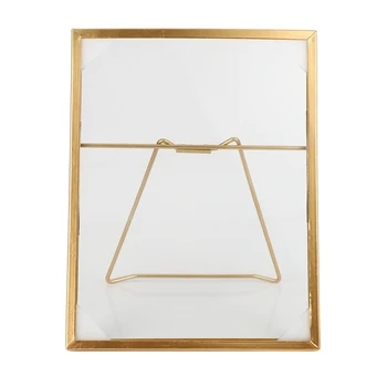 

Geometric Metal Glass Frame Creative Plant Specimen Folder Home Stereo Desktop Decoration (Gold)