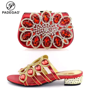 

Red Color Wedding Shoe and Bag Set Women Shoes and Bag Set In Italy Design Shoes with Matching Bag Set For Party DresS
