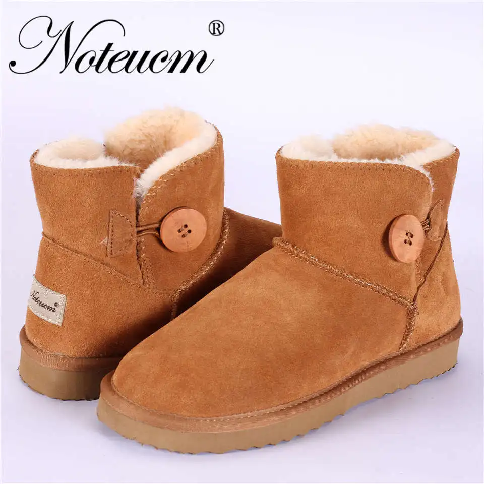 Scarpe/зимние короткие классические женские зимние ботинки из натуральной кожи с желтыми пуговицами; женская австралийская обувь с искусственным мехом; пушистые ботинки donna