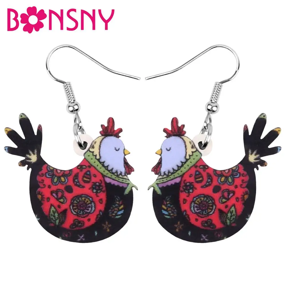 Bonsny акриловые аниме Цветочные курочки для кур серьги домашней птицы ферма