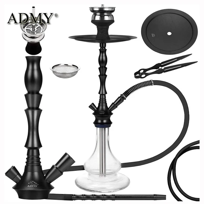 ADMY Hookah Aluminum Shisha Set 65 cm 9 holes Ceramic Diffuser Chimney Head Molasses Catcher Mouthpiece Silicone Hose |