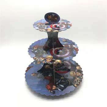 

1pcs Cartoon Avengers Theme 3 Tier Paper Birthday Party Cake Stand Baby Shower Wedding Decorations Dessert Cupcake Stand Supply