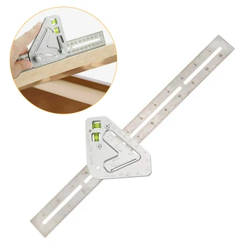 

Multifunctional Triangular Ruler Woodworking Combination Square Angle Ruler Marking Tools M8617
