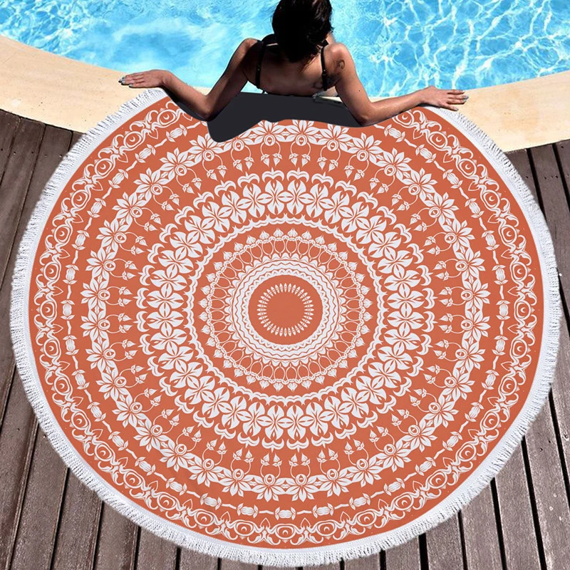 XC USHIO Мандала круглое пляжное полотенце с кисточкой Коврик для йоги покрывало гобелен одеяло абсорбирующее микрофибра модный стиль