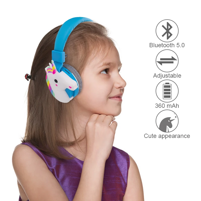 Foldable Cute Unicorn Bluetooth Wireless Headphones With Mic Kids Girl Gaming Headset Music Cascos Cosque For Phone Gift