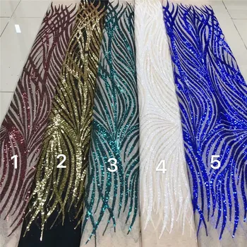 

Royal Blue High Quality Sequins Lace Fabrics 2020 Latest African Sequence Lace Fabric for Bridal Lace Nigerian Net Lace Fabric